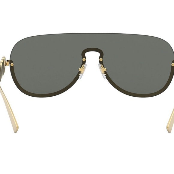 Versace never worn Medusa logo shield mirror sunglasses - unisex, grey/gold - Picture 5 of 16